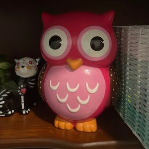 Cute pink owl piggy bank